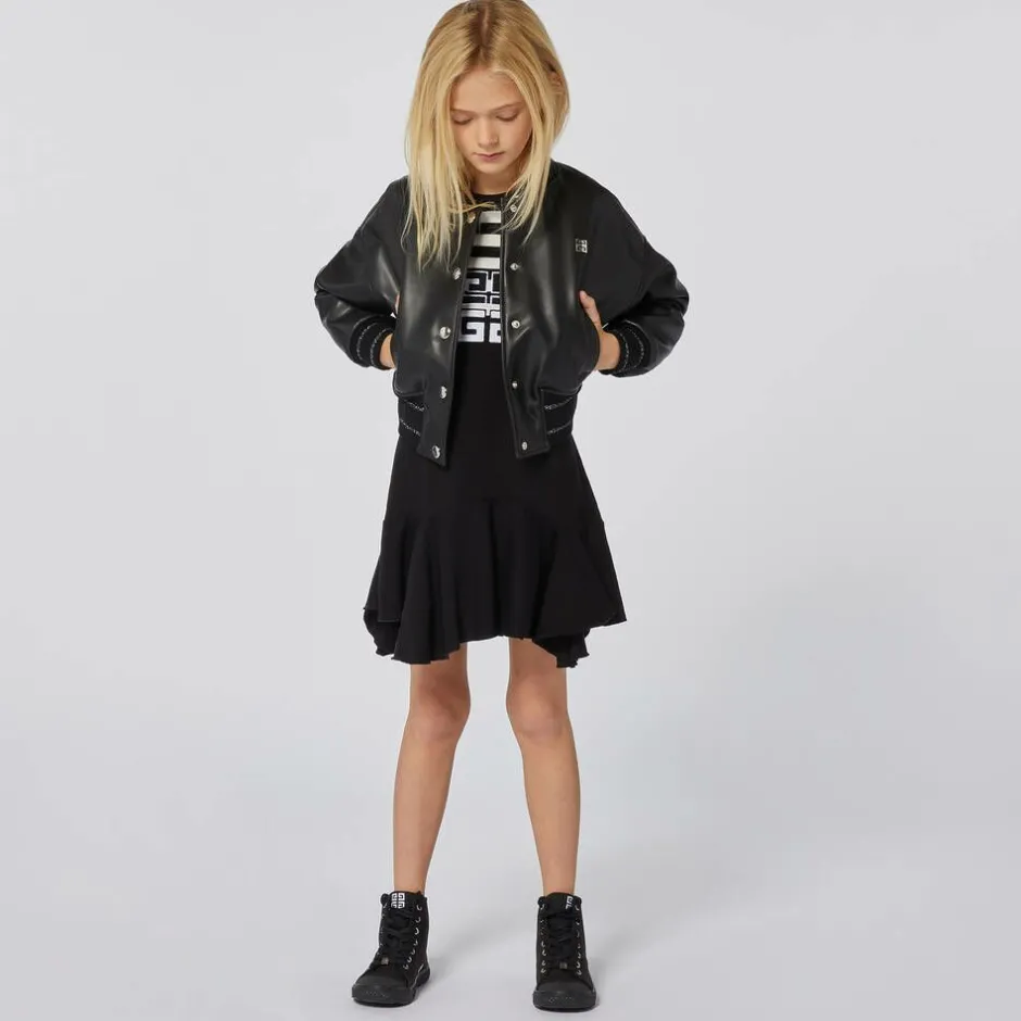 Givenchy Girls Black Faux Leather Bomber Jacket Outlet