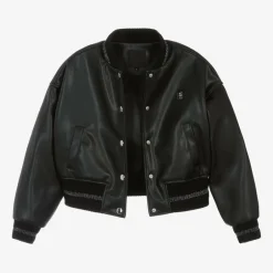 Givenchy Girls Black Faux Leather Bomber Jacket Outlet