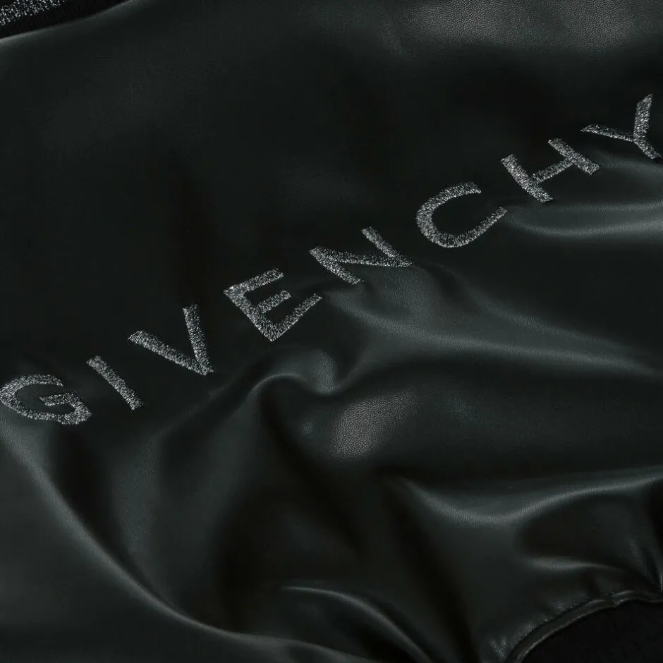 Givenchy Girls Black Faux Leather Bomber Jacket Outlet