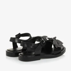 Mini Melissa Girls Black Glitter Bow Jelly Sandals Sale