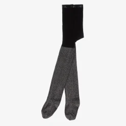 Boboli Girls Black Glitter Cotton Tights New
