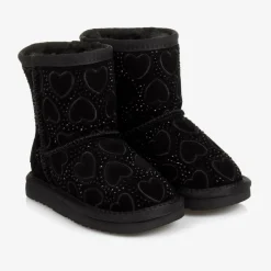Lelli Kelly Girls Black Heart & Diamanté Suede Boots Sale