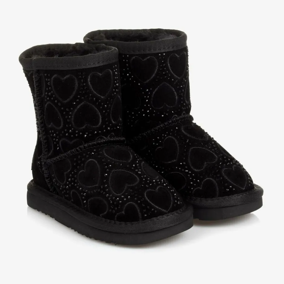 Lelli Kelly Girls Black Heart & Diamanté Suede Boots Sale