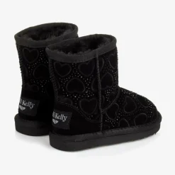 Lelli Kelly Girls Black Heart & Diamanté Suede Boots Sale