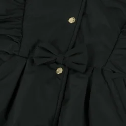 Caramelo Kids Girls Black Hooded Bow Coat