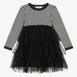 Beau KiD Girls Black Houndstooth Knitted Dress Discount
