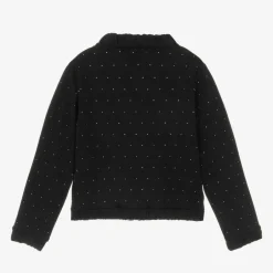 Michael Kors Kids Girls Black Jersey Diamanté Zip-Up Top New