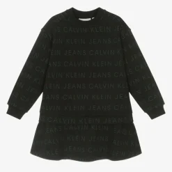 Calvin Klein Girls Black Jersey Logo Dress Outlet