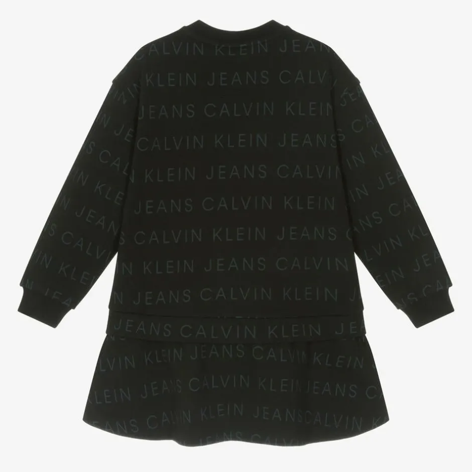 Calvin Klein Girls Black Jersey Logo Dress Outlet