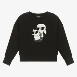 KARL LAGERFELD KIDS Girls Black Jersey Sweatshirt Outlet
