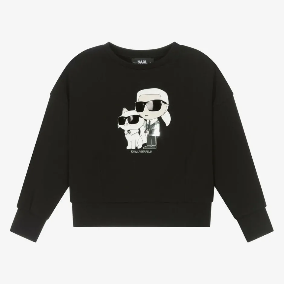 KARL LAGERFELD KIDS Girls Black Jersey Sweatshirt Outlet