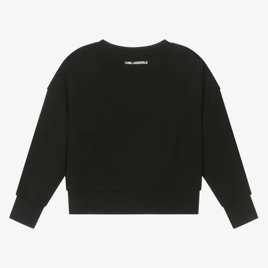 KARL LAGERFELD KIDS Girls Black Jersey Sweatshirt Outlet