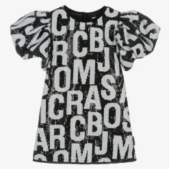 MARC JACOBS Girls Black Jumbled Logo Sequin Dress Clearance