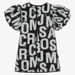 MARC JACOBS Girls Black Jumbled Logo Sequin Dress Clearance