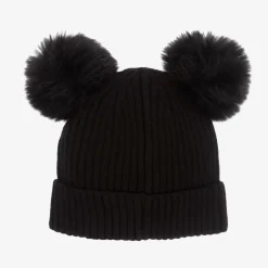 Guess Girls Black Knit Pom-Pom Hat Hot