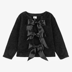 The Tiny Universe Girls Black Knitted Bow Cardigan