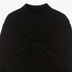 Lanvin Girls Black Knitted Bow Dress New
