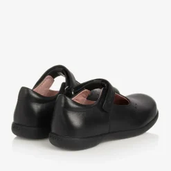 Geox Girls Black Leather Bar Shoes Clearance