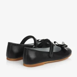 Monnalisa Girls Black Leather Bow Shoes
