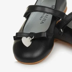Monnalisa Girls Black Leather Bow Shoes