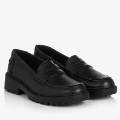 Geox Girls Black Leather Loafers Sale