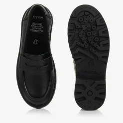 Geox Girls Black Leather Loafers Sale