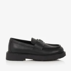 Emporio Armani Girls Black Leather Loafers Sale