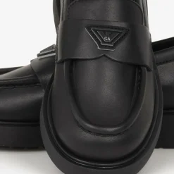 Emporio Armani Girls Black Leather Loafers Sale