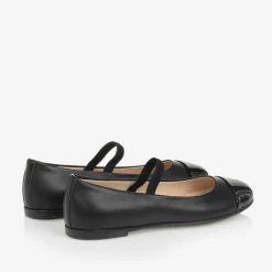 Emporio Armani Girls Black Leather Pumps