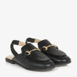 Naturino Girls Black Leather Slingback Loafers Best