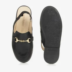 Naturino Girls Black Leather Slingback Loafers Best