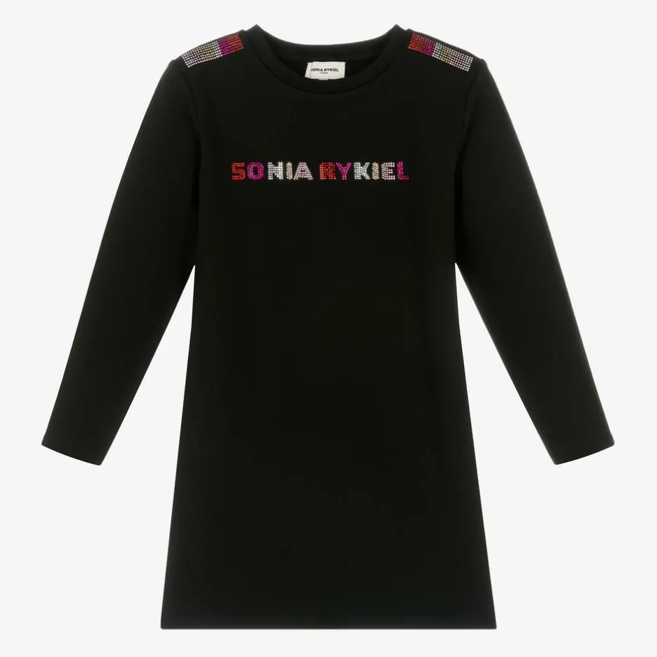 Sonia Rykiel Paris Girls Black Milano Jersey Diamanté Dress