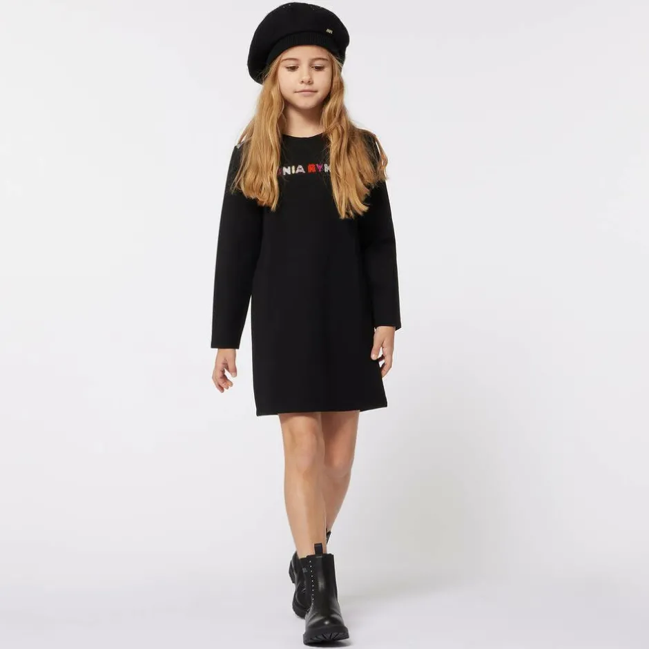 Sonia Rykiel Paris Girls Black Milano Jersey Diamanté Dress