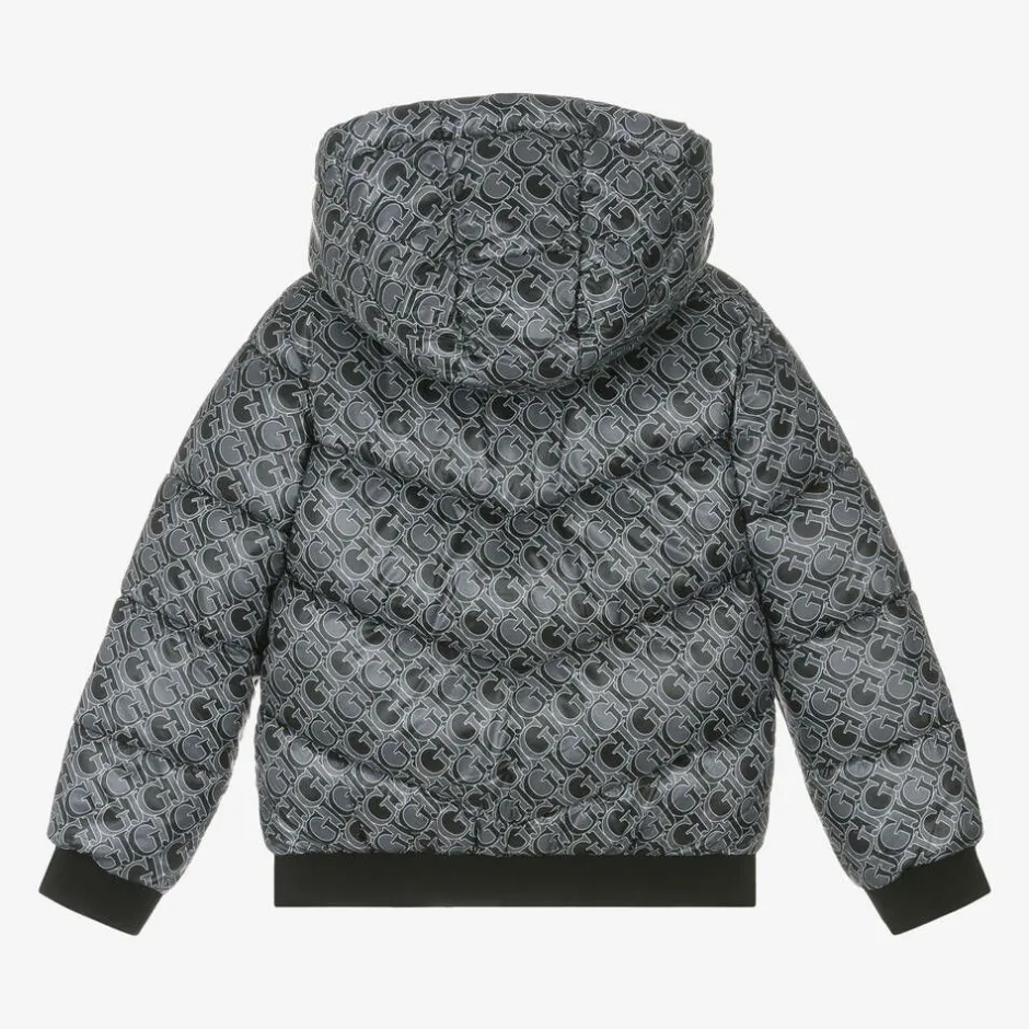 Guess Girls Black Monogram Logo Puffer Jacket Clearance