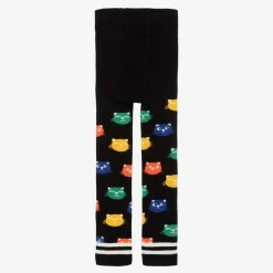 Mini Rodini Girls Black Organic Cotton Cats Leggings