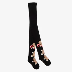 Wauw Capow Girls Black Organic Cotton Gingerbread Tights Best