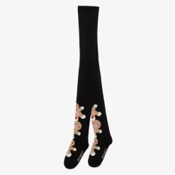 Wauw Capow Girls Black Organic Cotton Gingerbread Tights Best