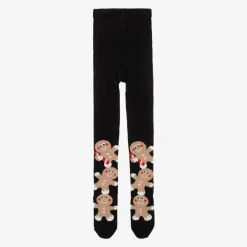 Wauw Capow Girls Black Organic Cotton Gingerbread Tights Best