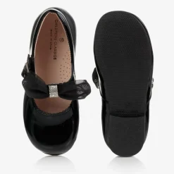 Childrens Classics Girls Black Patent Bow Shoes New