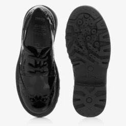 Geox Girls Black Patent Faux Leather Brogues New