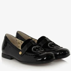 Gucci Girls Black Patent Leather Loafers
