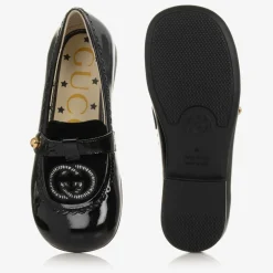 Gucci Girls Black Patent Leather Loafers