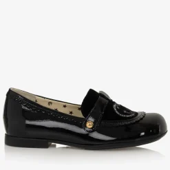 Gucci Girls Black Patent Leather Loafers