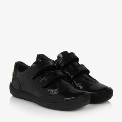 Geox Girls Black Patent Leather Trainers Hot