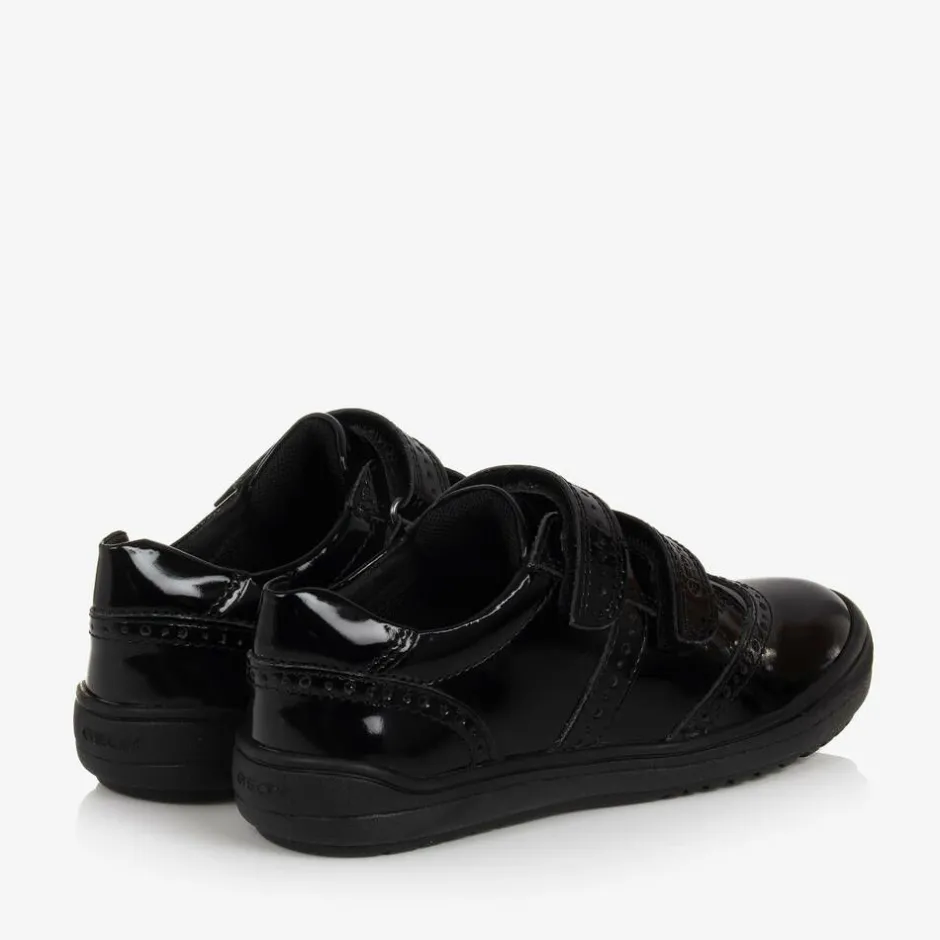 Geox Girls Black Patent Leather Trainers Hot