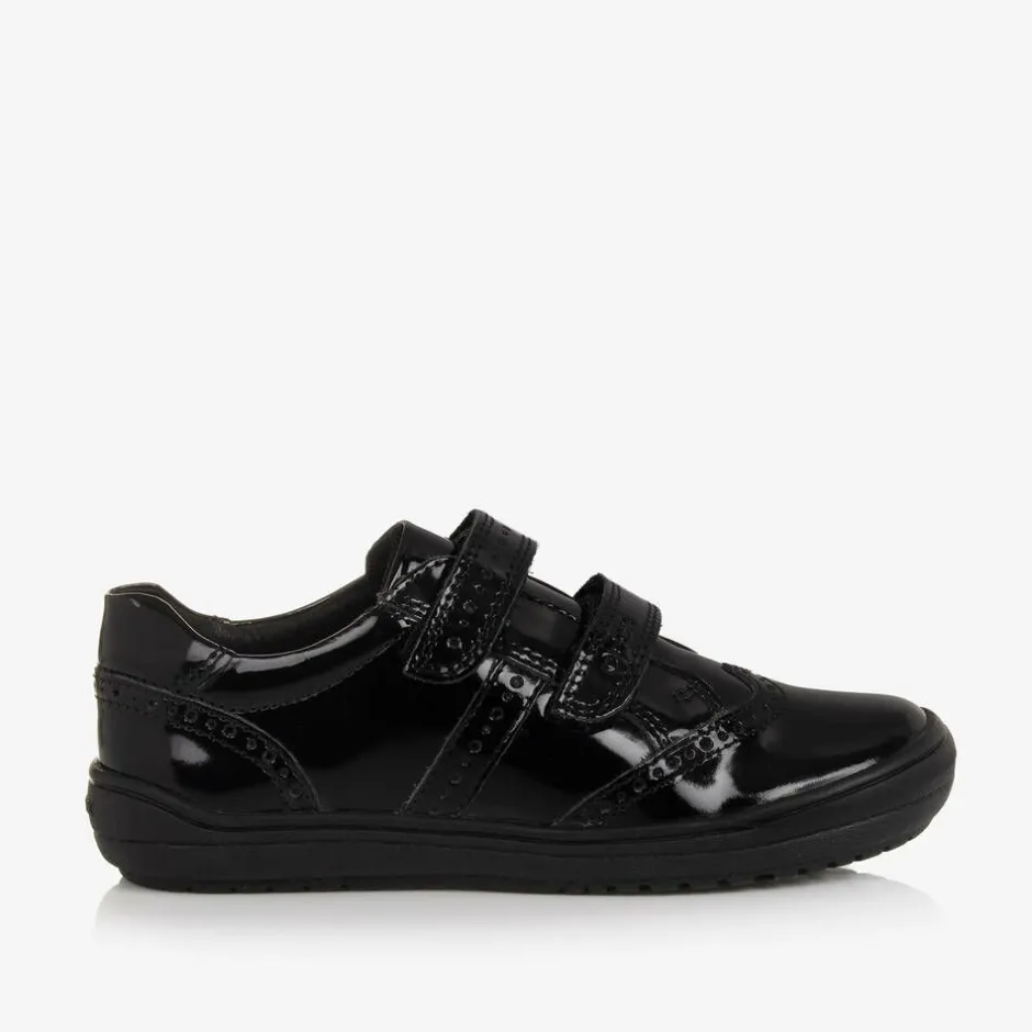 Geox Girls Black Patent Leather Trainers Hot