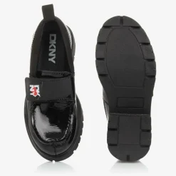DKNY Girls Black Patent Leather Loafers Sale