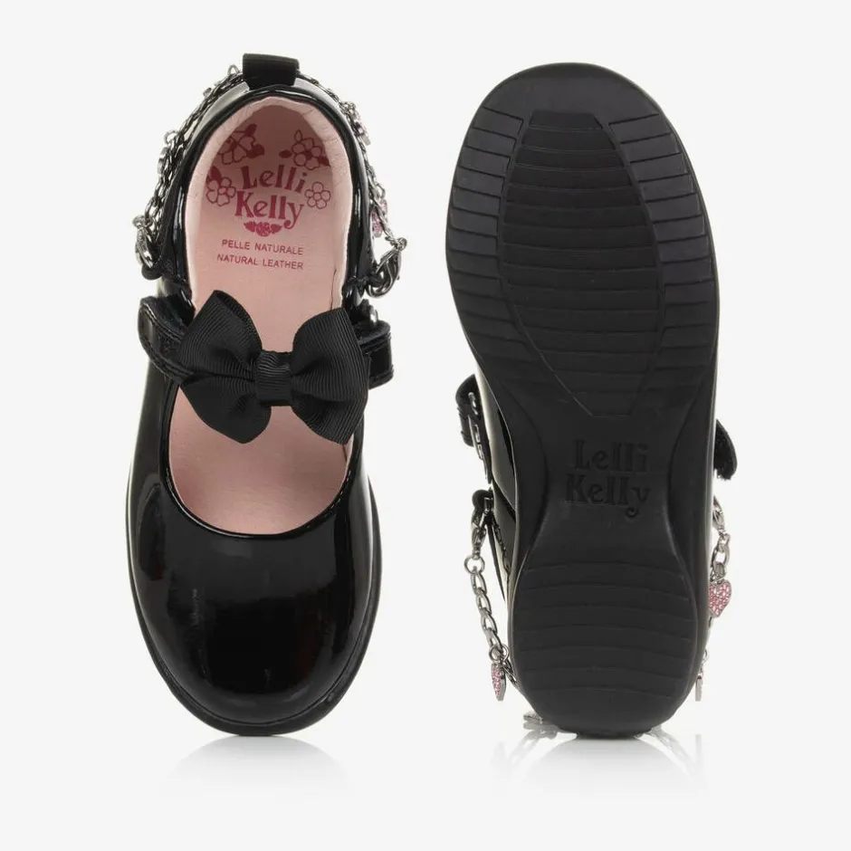 Lelli Kelly Girls Black Patent Leather Bar Shoes