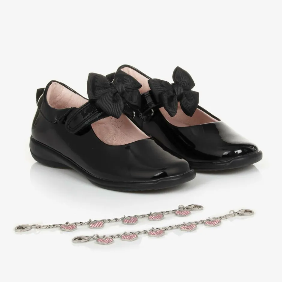 Lelli Kelly Girls Black Patent Leather Bar Shoes