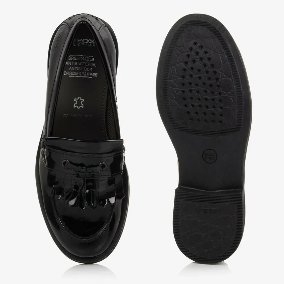 Geox Girls Black Patent Leather Loafers Sale